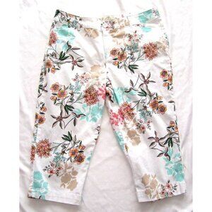 Women's St John Bay Flower Pattern Capri Cotton Pants Size 14 (WP30)